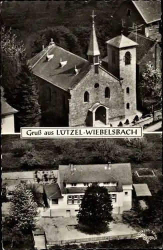 Ak Lützel Wiebelsbach Lützelbach im Odenwald Hessen, Kirche, Gebäude, Luftbild