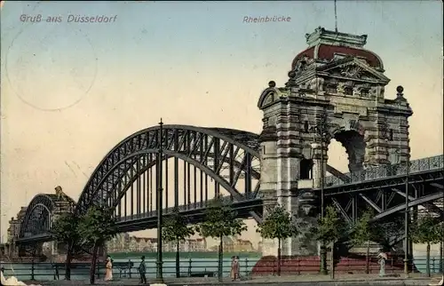 Ak Düsseldorf am Rhein, Rheinbrücke