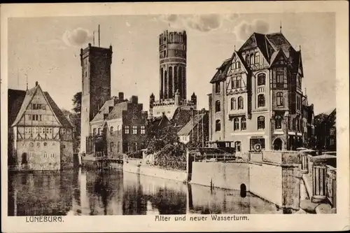 Ak Lüneburg in Niedersachsen, alter und neuer Wasserturm