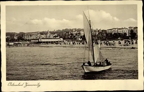 Ak Ostseebad Zinnowitz auf Usedom, Segelpartie, Strand