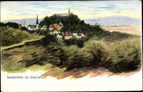 Künstler Ak Nick, R., Lindenfels im Odenwald, Panorama, 1902