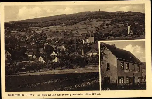 Ak Gadernheim Lautertal im Odenwald, Gesamtansicht, Kaiserturm, Gasthaus Zum Deutschen Haus