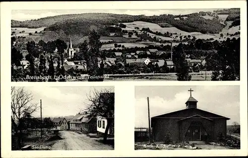 Ak Brensbach im Odenwald Hessen, Gesamtansicht, Siedlung, Kath. Kirche