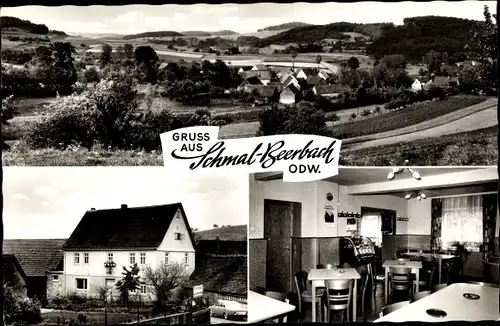 Ak Schmal Beerbach Mühltal im Odenwald, Panorama, Gasthaus zum Odenwald