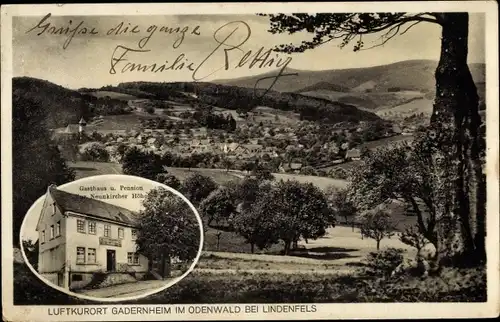 Ak Gadernheim Lautertal im Odenwald, Gesamtansicht, Gasthaus Zur Neukircher Höhe