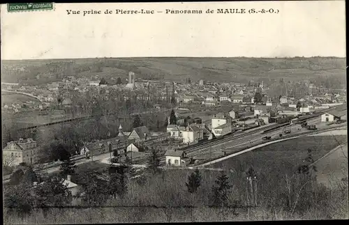 Ak Maule Yvelines, Panorama, vue prise de Pierre Luc