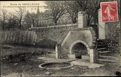 Ak Pontlevoy Loir et Cher, Ecole, Fontaine des Joncs