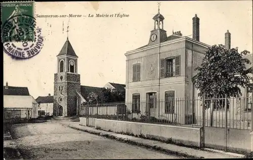 Ak Sammeron sur Marne Seine et Marne, La Mairie, L'Eglise