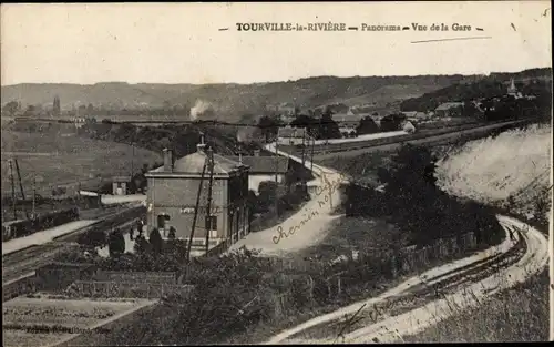 Ak Tourville la Rivière Seine Maritime, Panorama, Vue de la Gare