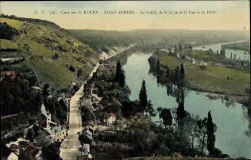 Ak Saint Adrien Seine Maritime, La Vallee de la Seine, La Route de Paris
