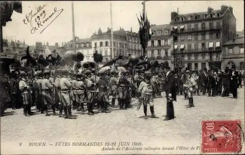 Ak Rouen Seine Maritime, Fetes Normandes 1909, Aubade de l'Academie culinaire