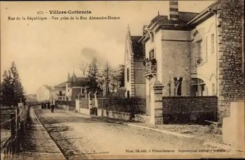 Ak Villers Cotterêts Aisne, Rue de la Republique, Vue prise de la Rue Alexandre Dumas