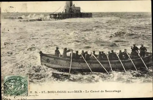 Ak Boulogne sur Mer Pas de Calais, Le Canot de Sauvetage