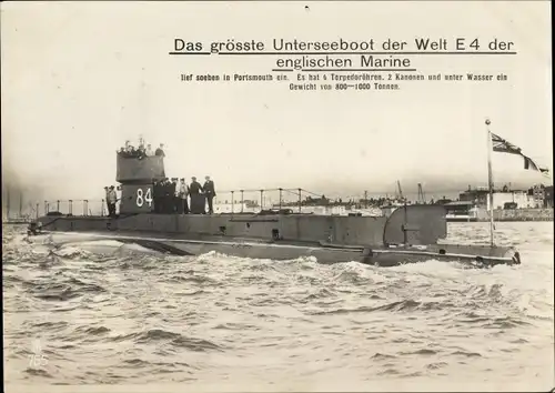 Riesen Ak Britisches U-Boot E-4