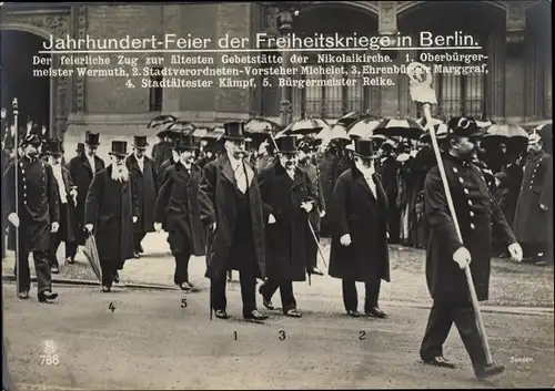 Riesen Ak Berlin, Jahrhundertfeier der Freiheitskriege, Oberbürgermeister Wermuth, Michelet,Marggraf