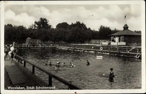 Ak Wanzleben Börde in Sachsen Anhalt, Städtisches Schwimmbad, Freibad