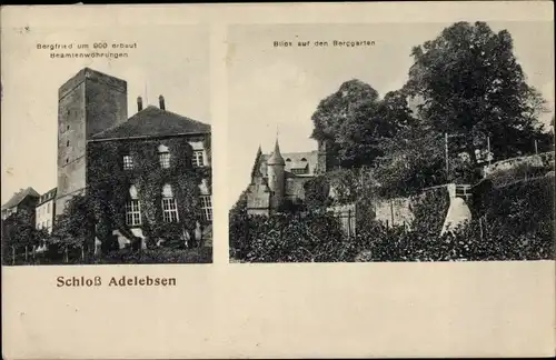 Ak Adelebsen am Solling, Schloss, Bergfried, Berggarten
