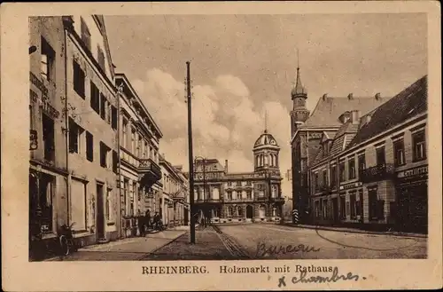 Ak Rheinberg am Niederrhein, Holzmarkt, Rathaus, Konditorei