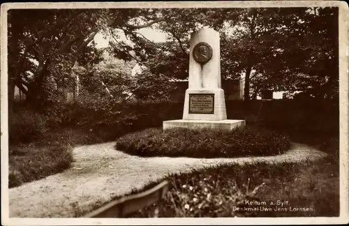 Ak Keitum auf Sylt, Denkmal Uwe Jens Lornsen