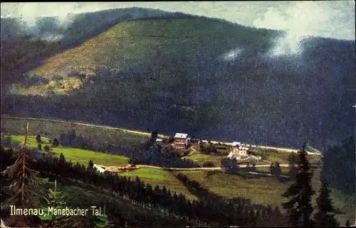 Künstler Ak Manebach Ilmenau in Thüringen, Blick ins Manebacher Tal, WIRO 1704