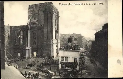 Ak Hamburg Mitte Altstadt, Blick auf die Michaeliskirche nach dem Brand 1906