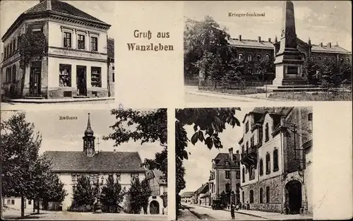 Ak Wanzleben Börde in Sachsen Anhalt, Kriegerdenkmal, Rathaus, Handlung