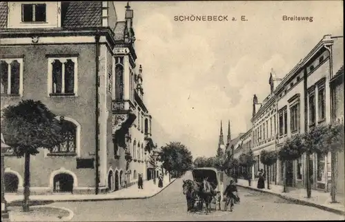 Ak Schönebeck an der Elbe, Breiteweg, Kutsche