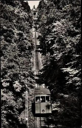 Ak Baden Baden am Schwarzwald, Drahtseilbahn mit Station Merkur