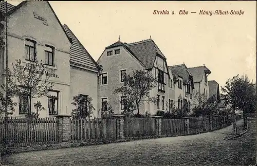 Ak Strehla an der Elbe Sachsen, König Albert Straße