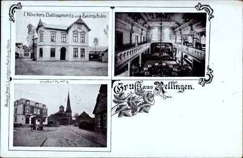 Ak Rellingen in Holstein, F. Nönchen's Gasthaus u. Baumschulen, Marktplatz