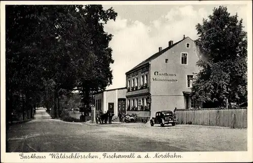 Ak Fischerwall Gransee in Brandenburg, Gasthof Waldschlößchen