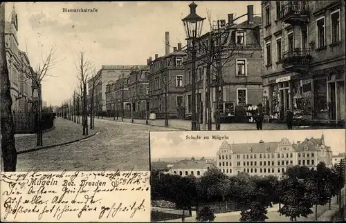 Ak Mügeln Heidenau in Sachsen, Bismarckstraße, Schule