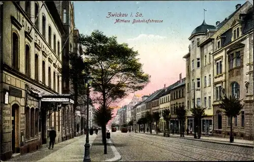 Ak Zwickau in Sachsen, Mittlere Bahnhofstraße, Hotel Bayerischer Hof