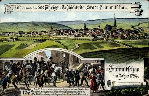 Ak Crimmitschau in Sachsen, Bilder aus 500 jähriger Stadtgeschichte, 1724, 1762