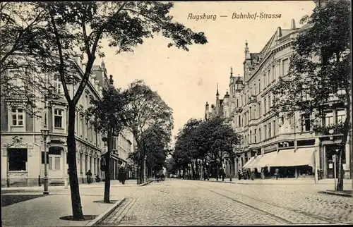 Ak Augsburg in Schwaben, Bahnhof Straße