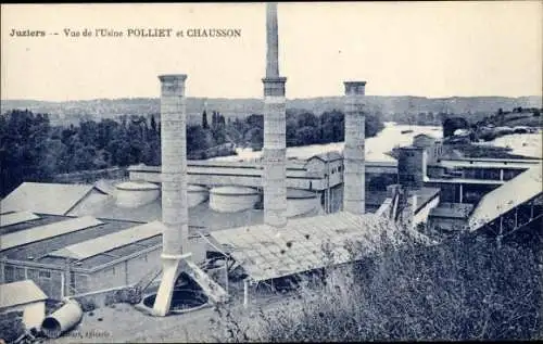 Ak Juziers Yvelines, Vue de l'Usine Polliet et Chausson