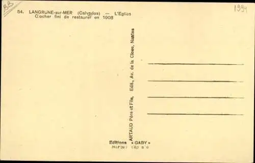Ak Langrune sur Mer Calvados, L'Eglise, Clocher