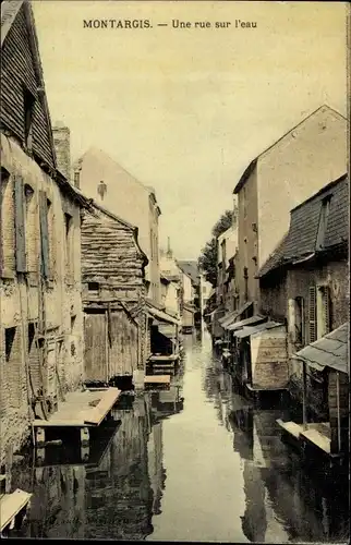Ak Montargis Loiret, Une rue sur l'eau