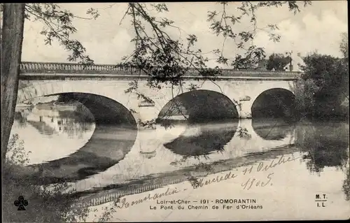 Ak Romorantin Loir et Cher, Le Pont du Chemin de Fer d'Orleans
