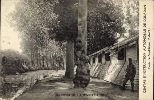 Ak Dourdan Essonne, Centre d'Instruction Automobile, Ecole de Sainte Mesme, Riviere l'Orge