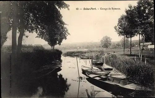 Ak Seine Port Seine et Marne, Garage de Bateaux