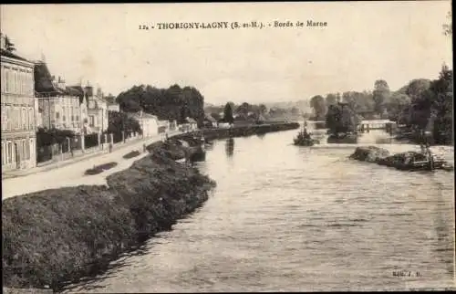 Ak Thorigny Lagny Seine et Marne, Bords de Marne
