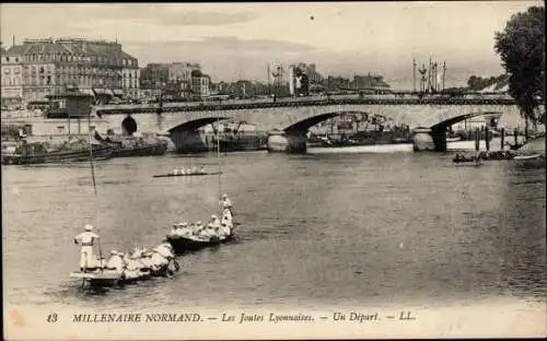 Ak Rouen Seine Maritime, Millenaire Normand, Les Joutes Lyonnaises, Un Depart