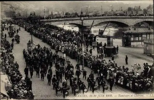 Ak Rouen Seine Maritime, Fetes Normandes Juin 1909, Tambours, Clairons