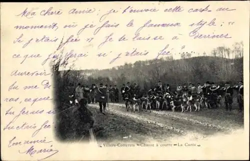 Ak Villers Cotterêts Aisne, Chasse a courre, La Curee