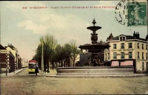 Ak Saint Quentin Aisne, Place Dufour Denelle, Avenue Faidherbe