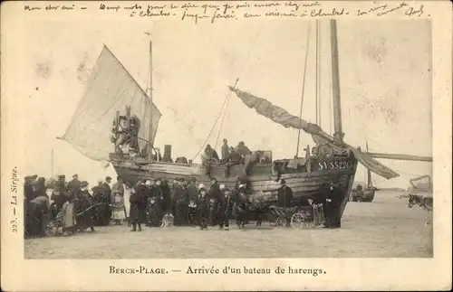 Ak Berck Plage Pas de Calais, Arrivee d'un bateau de harengs