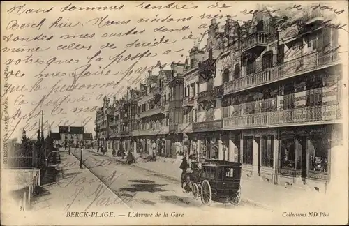 Ak Berck Plage Pas de Calais, L'Avenue de la Gare