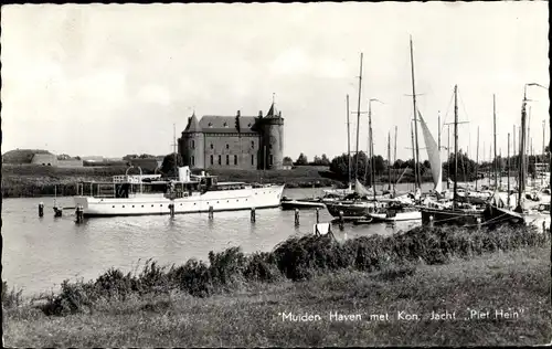 Ak Muiden Nordholland Niederlande, Haven mer Kon. Jacht Piet Hein