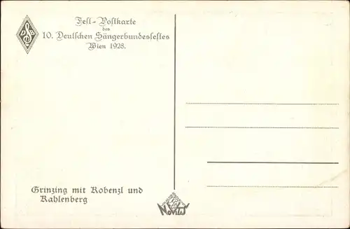 Künstler Ak Wien 19 Döbling Grinzing, 10. Deutsches Sängerbundesfest 1928, Robenzl, Rablenberg